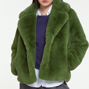 NWT Apparis Milly Moss Green Faux Fur Coat
